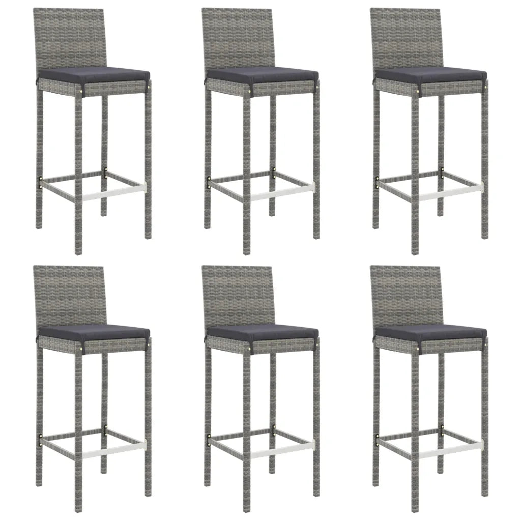 Set Bar da Giardino 7 pz con Cuscini in Polyrattan Grigio 3187646