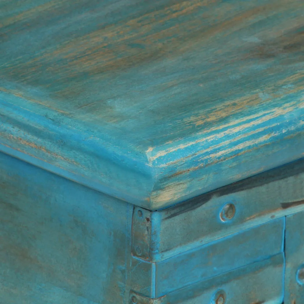 Cassapanca in Legno Massello di Mango Blu 100x40x41 cm 246479