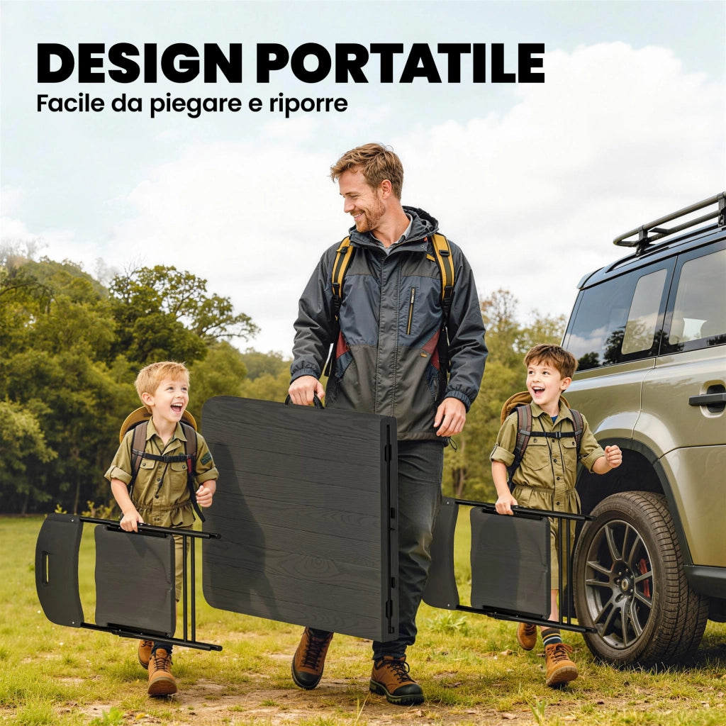 Set Tavolo Pieghevole e Sedie da Pranzo ¨C Minimal ¨C Nero, Metallo, HDPE