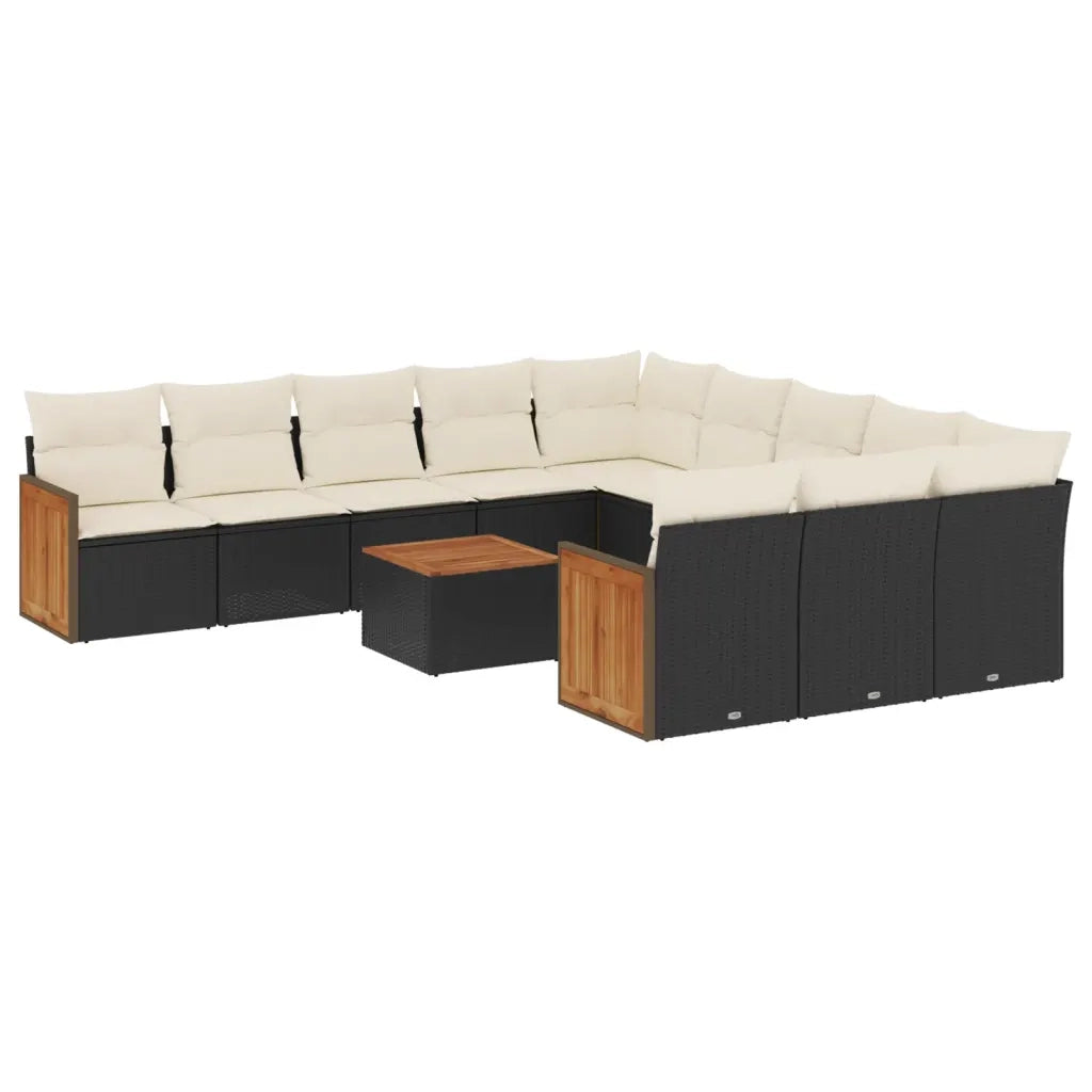Set Divani da Giardino 12 pz con Cuscini Nero in Polyrattan 3260516