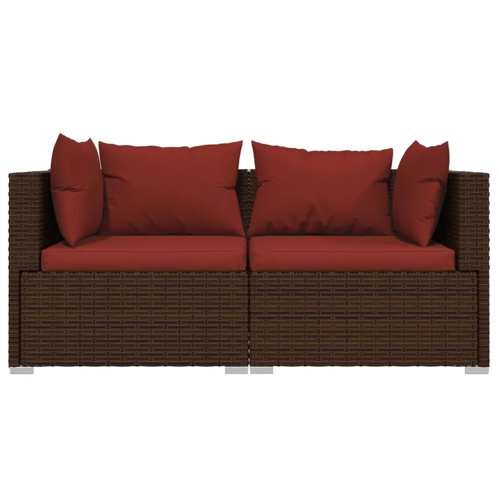 Set Divano da Giardino 3 pz con Cuscini in Polyrattan Marrone 317543