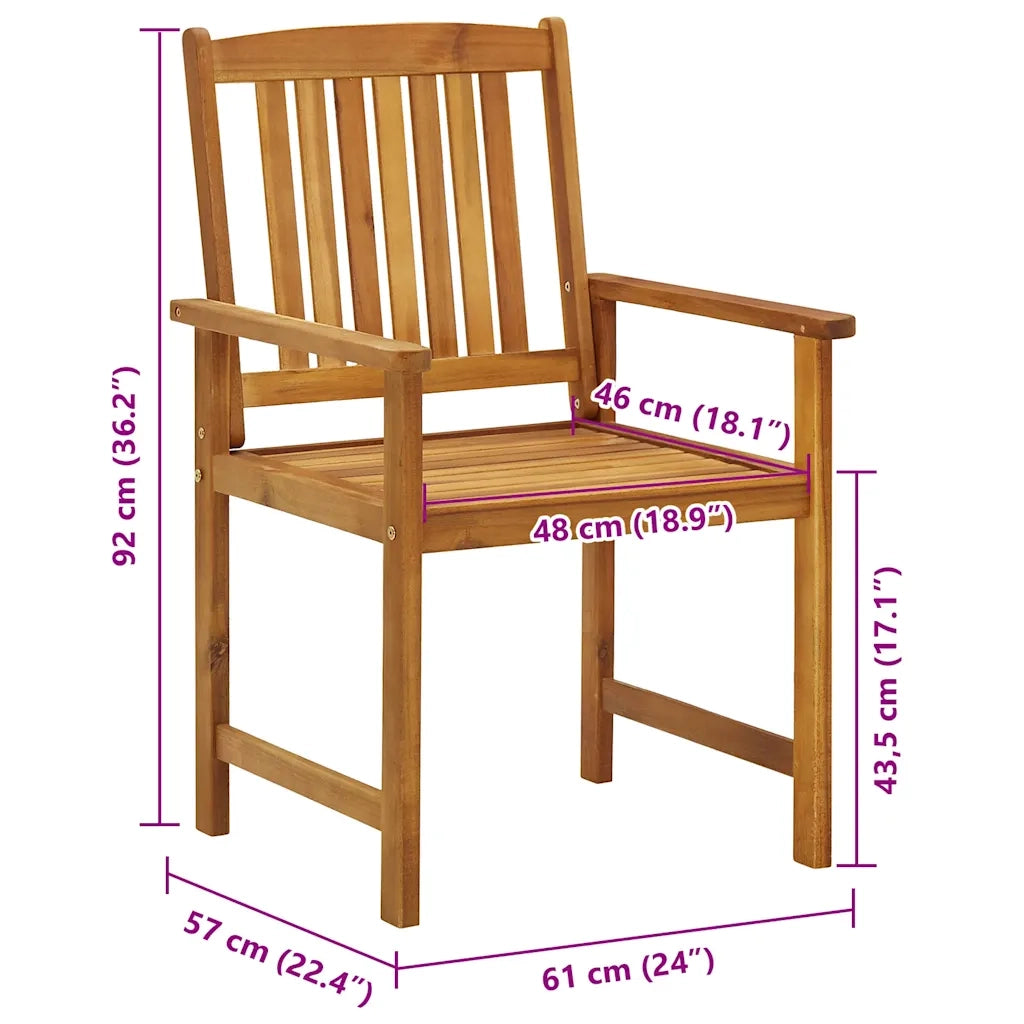 Sedie da Giardino con Cuscini 8 pz in Legno Massello di Acacia 3078166