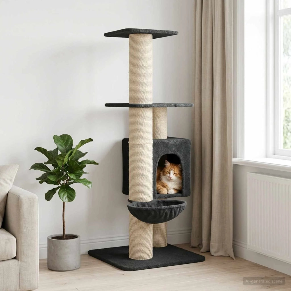 Albero per gatti con pali per graffiare in sisal Grigio Scuro 42033053