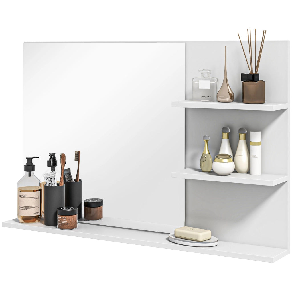 Specchio da Bagno con Ripiani ¨C Minimal ¨C Bianco MDF 75x10x48 cm