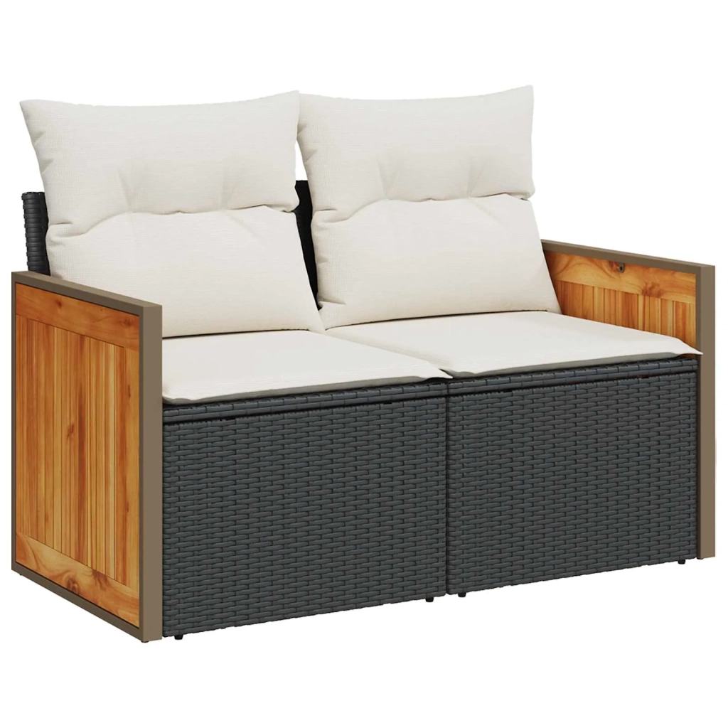 Set Divano da Giardino con cuscino 8 pcs Nero e Crema 3363165