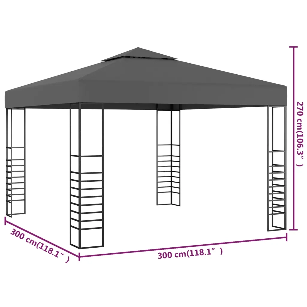 Gazebo | Pergolato da Giardino 3x3 m Antracite