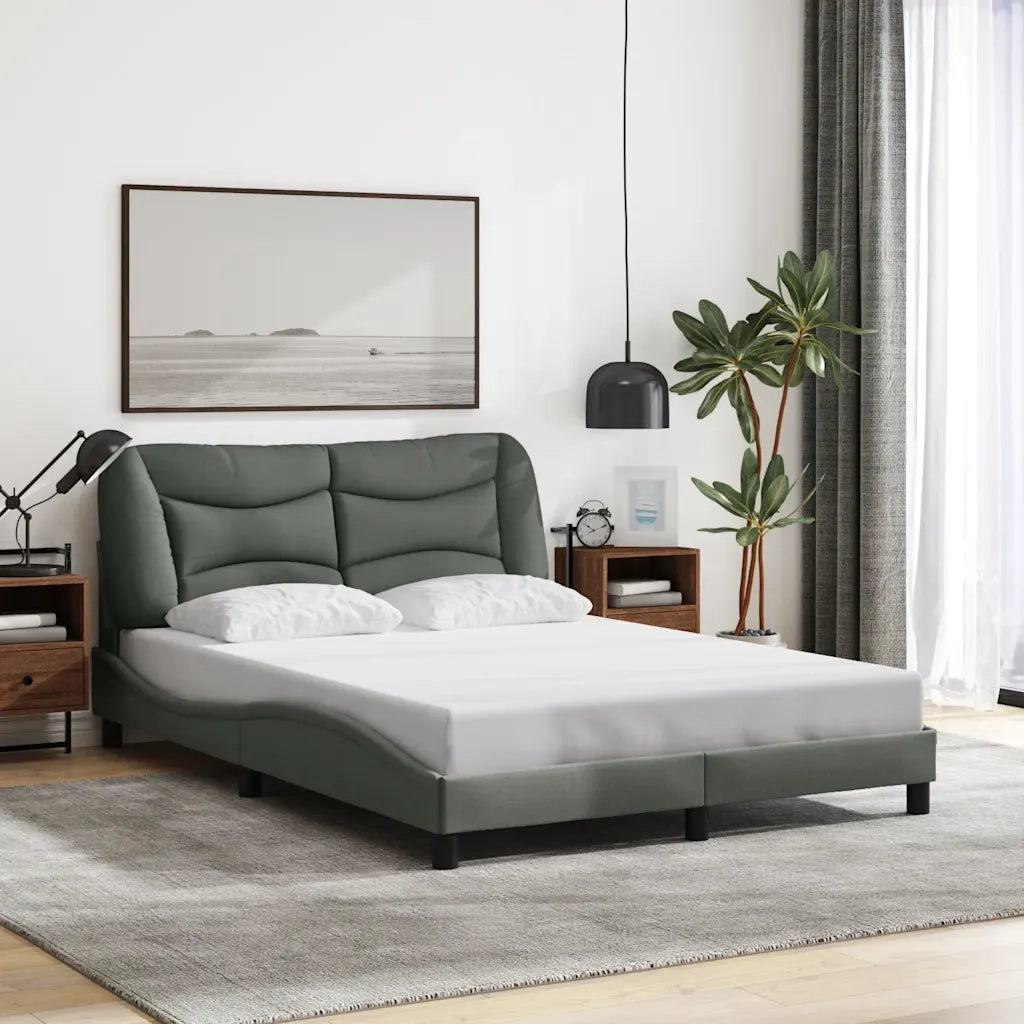 Letto matrimoniale | Letto per adulti | Giroletto senza Materasso Hvar Grigio Scuro 120x200 cm Tessuto
