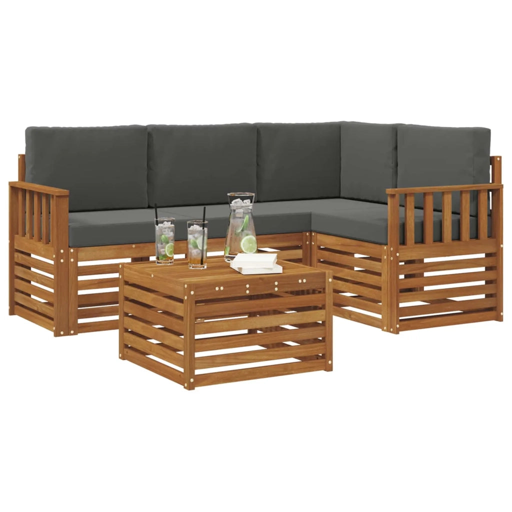Set di divani da esterno con cuscino 5 pcs Naturale e Antracite 3374762