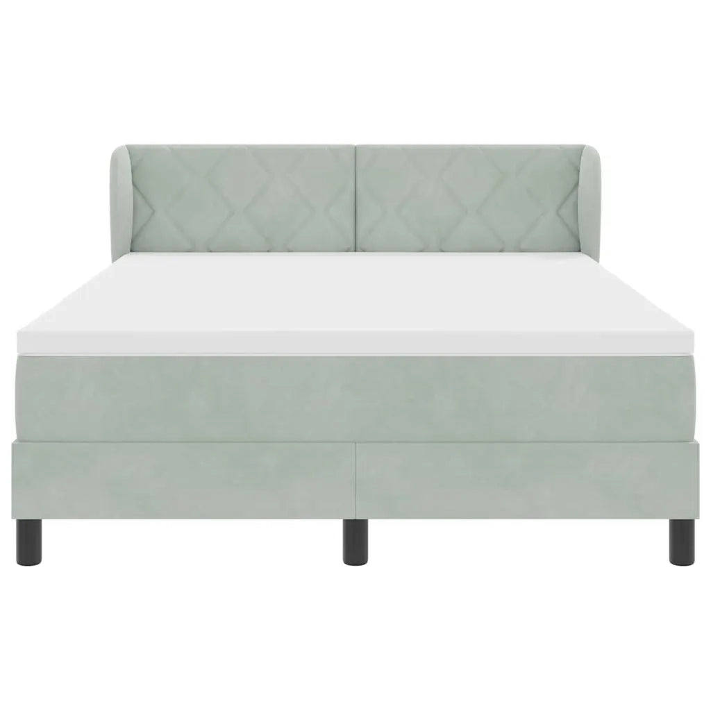 Letto a molle con testiera Grigio chiaro 140 x 190 cm Velluto 3340436