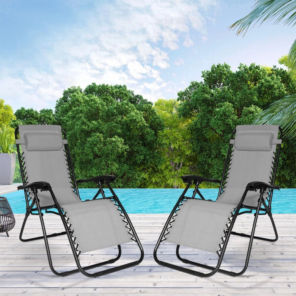 Set di 2 sedie da Giardino reclinabili Relax in Grigio Antracite