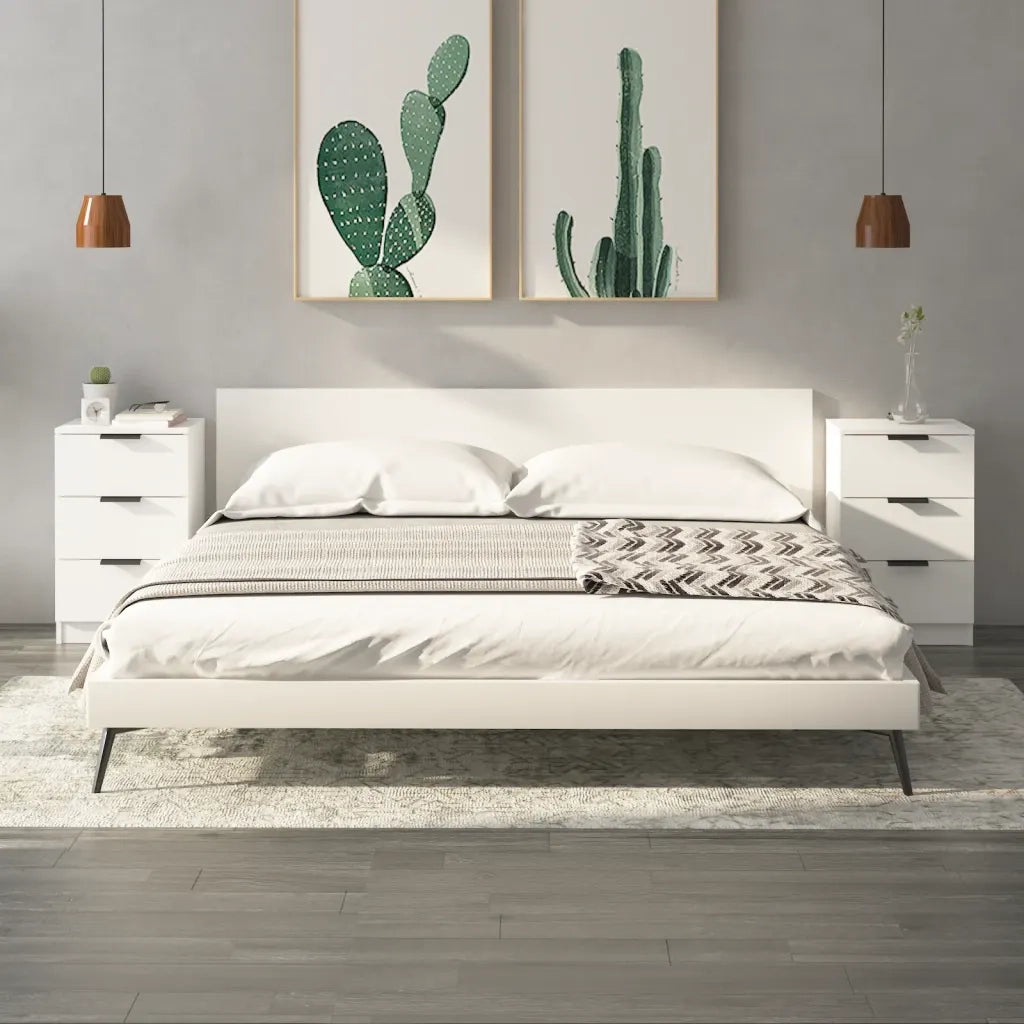 Comodini 2 pz-Set di 2 Tavolino da notte Bianchi 40x36x65 cm
