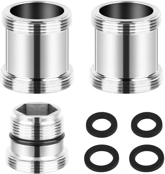 Adattatori per rubinetti M22 a M24 e M18 - Idraulici - Set di 3 - Facili da installare - Per rubinetti di cucina - Inclusi guanti in gomma.