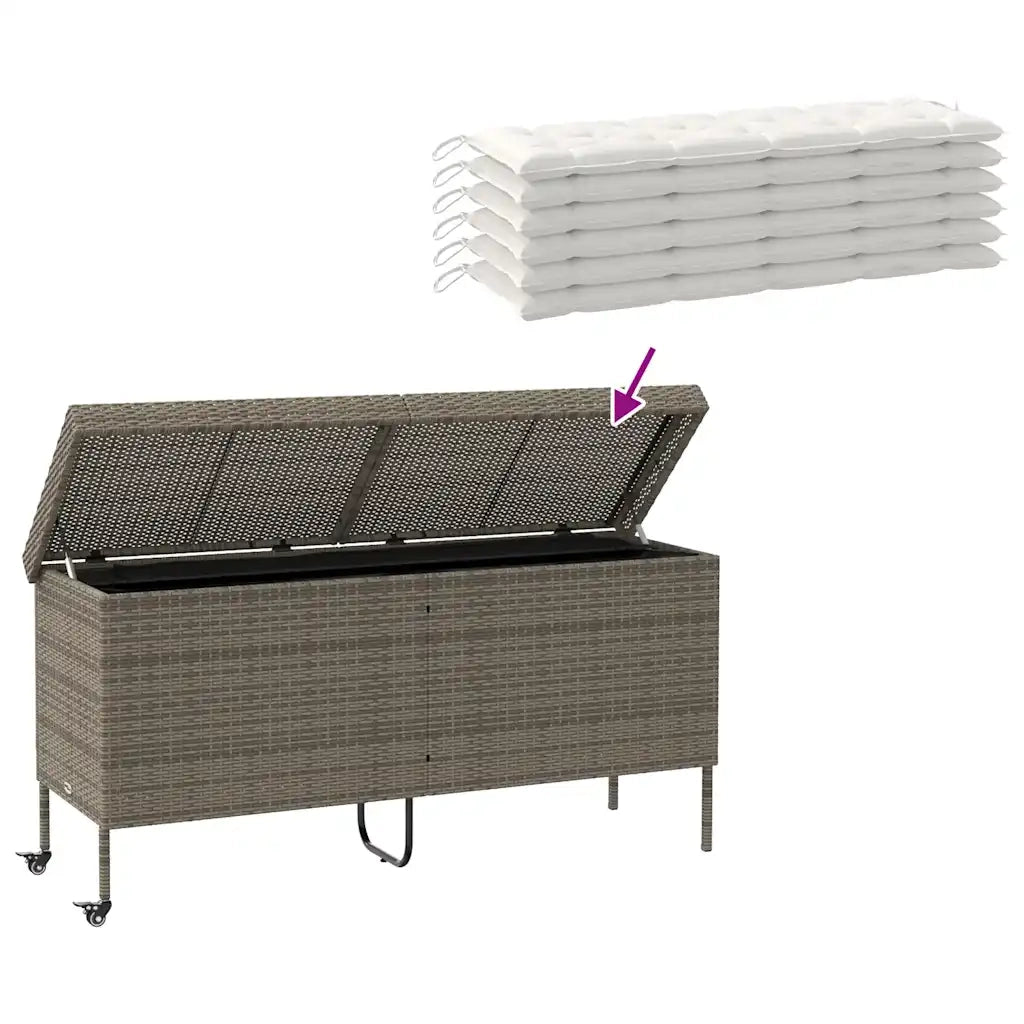 Contenitore da Giardino con Ruote Grigio 160x55x75cm Polyrattan 4103833