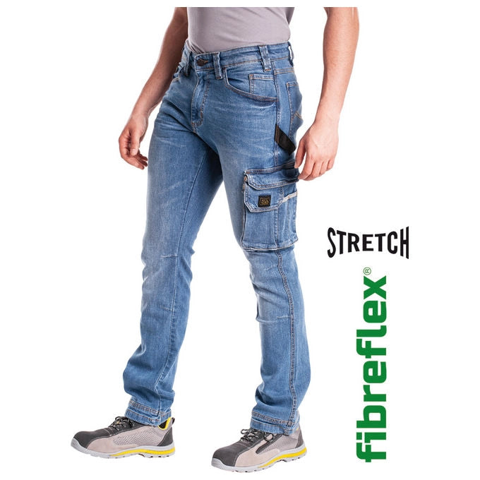 Rica Lewis 5429935 Job1 Jeans da Lavoro Tasconato Stretch Gamba Dritta Multitasche Taglia 60 colore Blu Chiaro