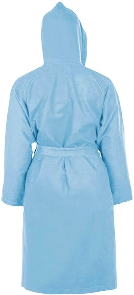 Accappatoio Microfibra Taglia L Moderno Morbido Uomo Donna Cintura Tasche Cappuccio Azzurro