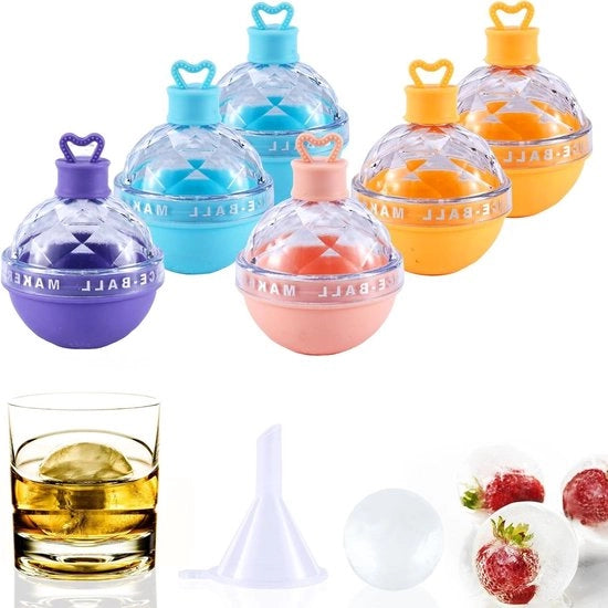 Set di 6 Forme a Sfera in Silicone a Colori Pastello per Icere per Whisky e Cocktail