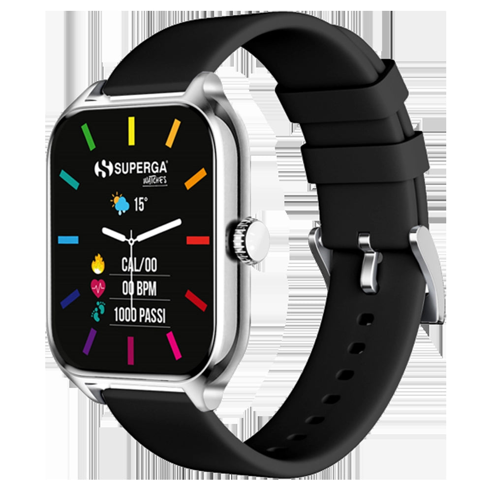 Smartwatch superga alluminio silver quadrata silicone black  swt-stc009