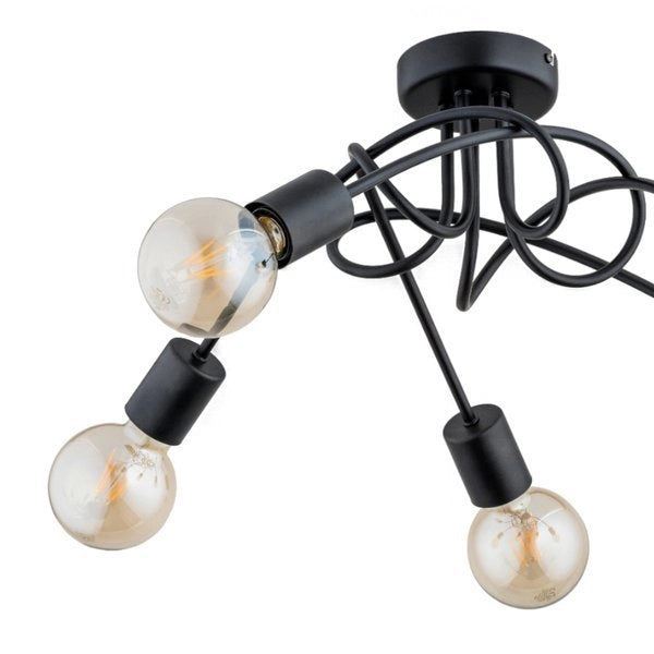 Plafoniera moderna TRAVERS 5 luci E27 nera metallo Alfa