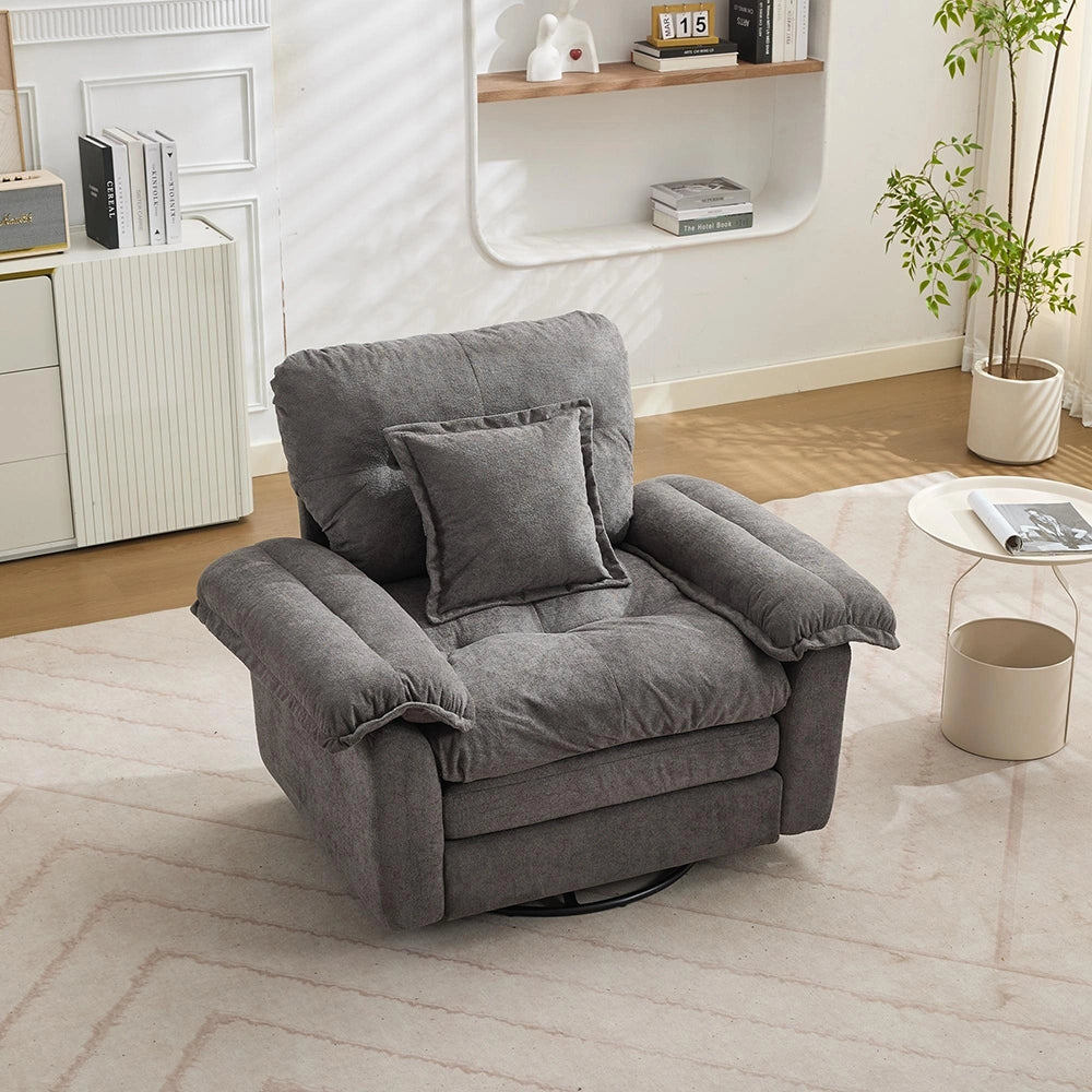 Poltrona girevole 360¡ã oversize in chenille - Xylo - Con cuscino di supporto per camera, soggiorno e cameretta