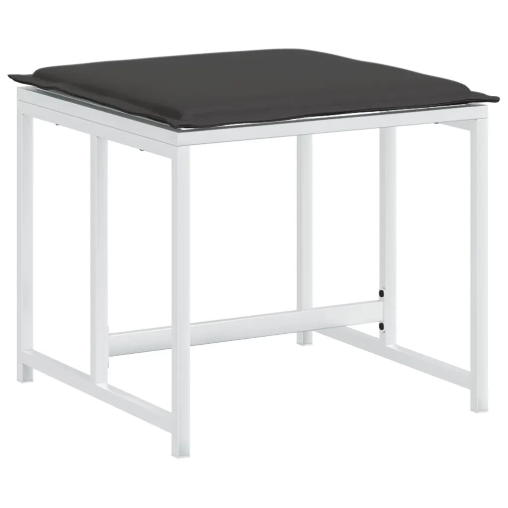 Set da Pranzo da Giardino 11 pz con Cuscini Bianco in Textilene