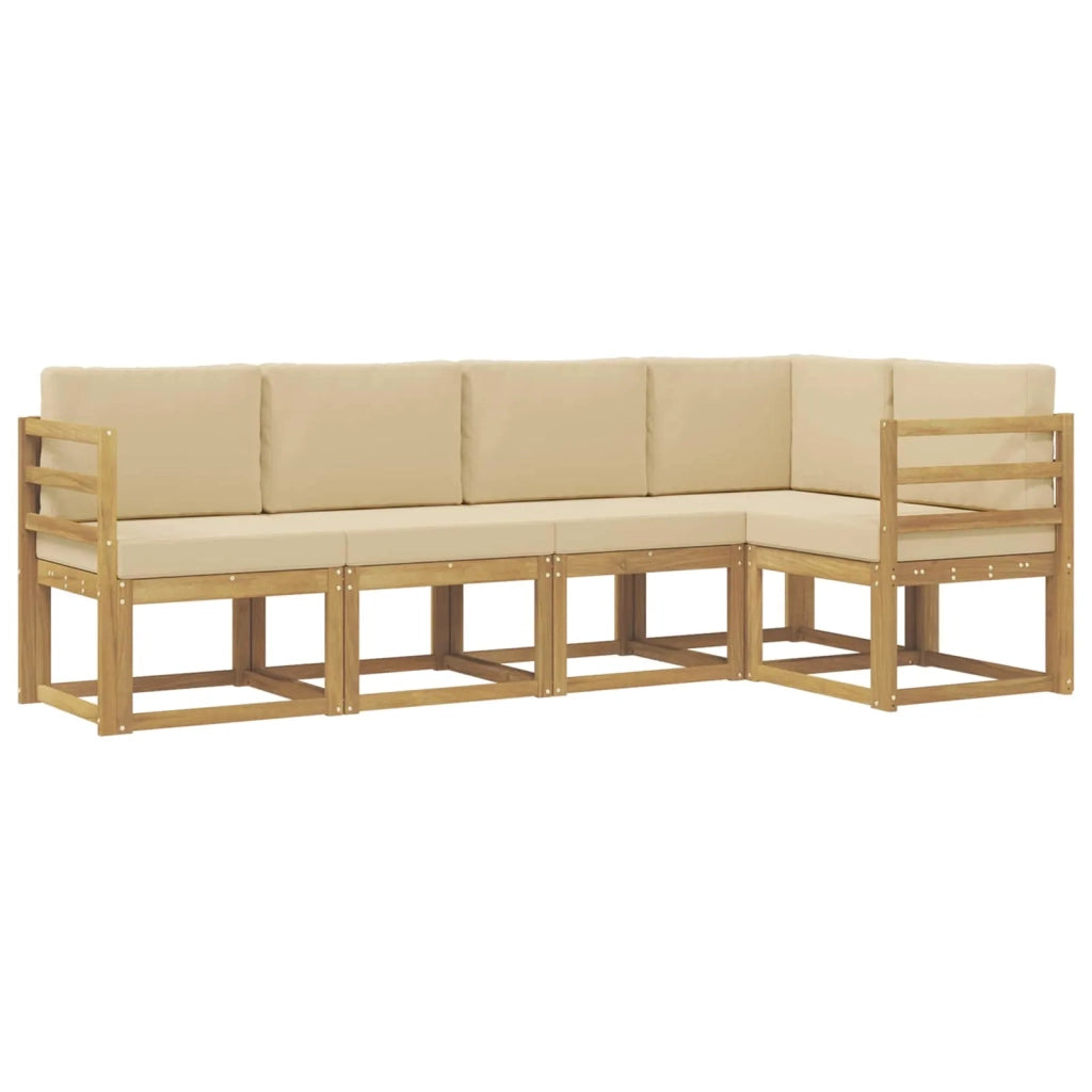 Set di divani da esterno 5 pz Bianco e Beige 3387617