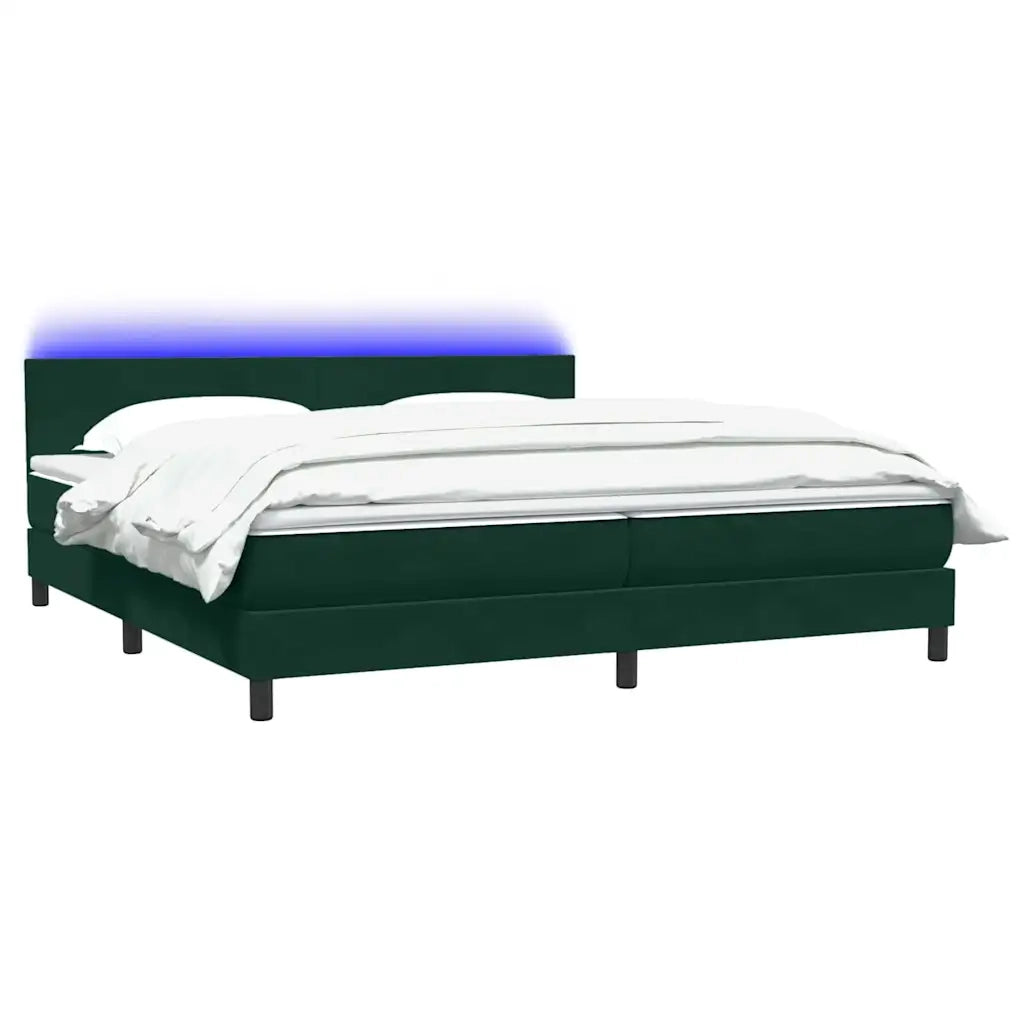 Letto a Molle con Materasso e LED Verde Scuro 180x220 cm Velluto 3316752