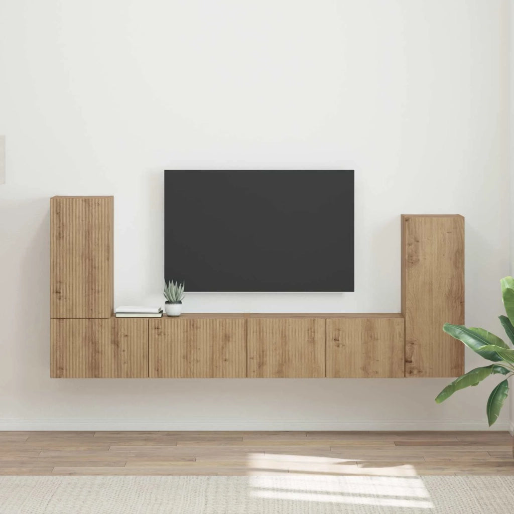Set mobile TV 4 pcs Rovere artigianale Legno multistrato 3409122