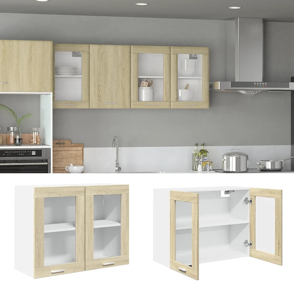 Mobile Pensile “Lyon” Vetro Rovere Sonoma 80x31x60cm 849624