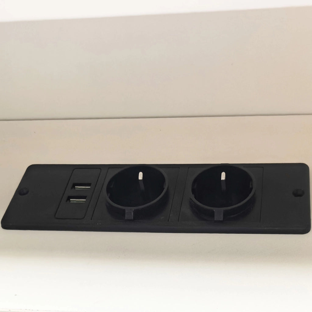 Letto legno 140x200 ripiani cassetti ricarica LED bianco