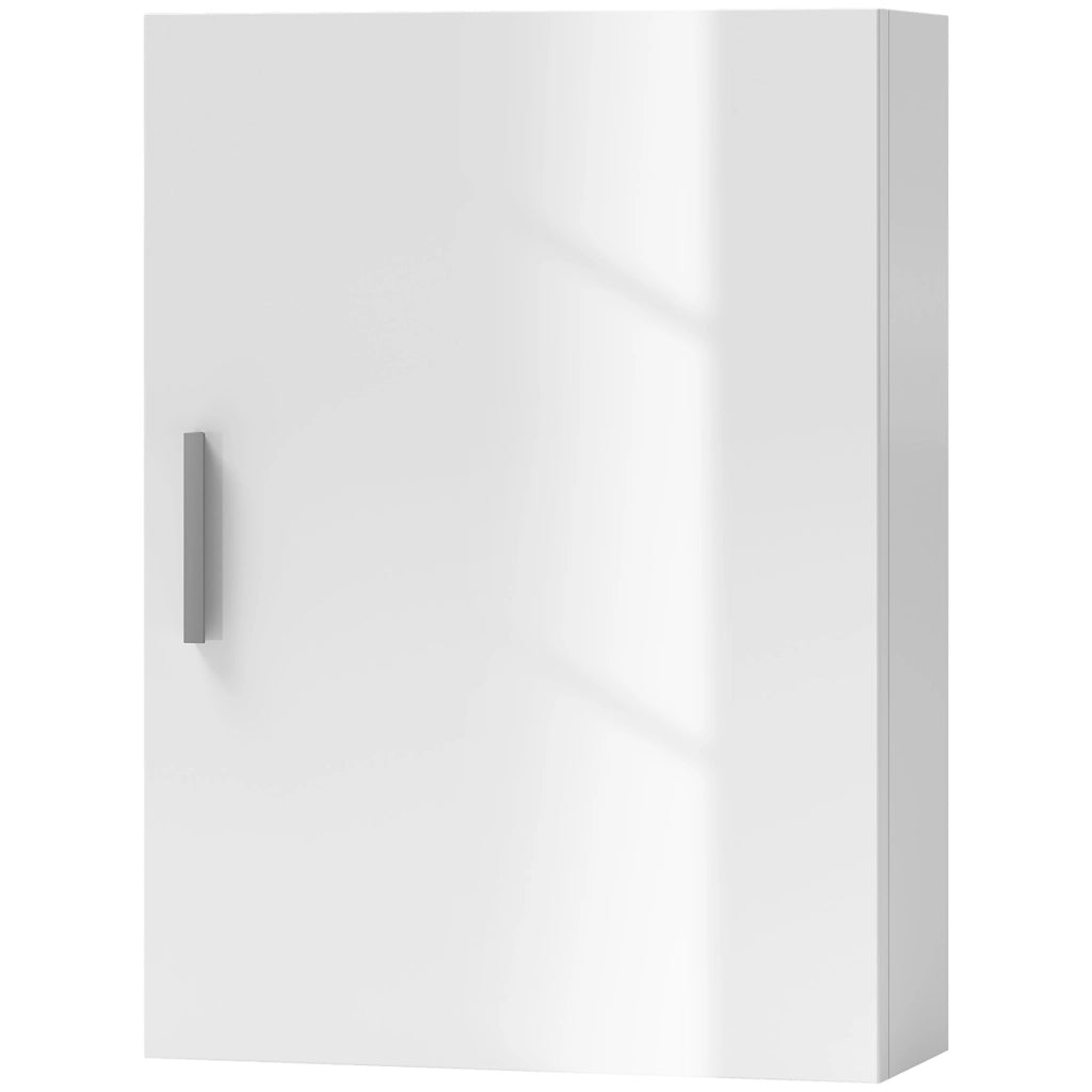 Pensile Bagno a Parete ¨C Xylo ¨C Legno Bianco con 3 Ripiani Regolabili in Vetro, 40x15x55 cm