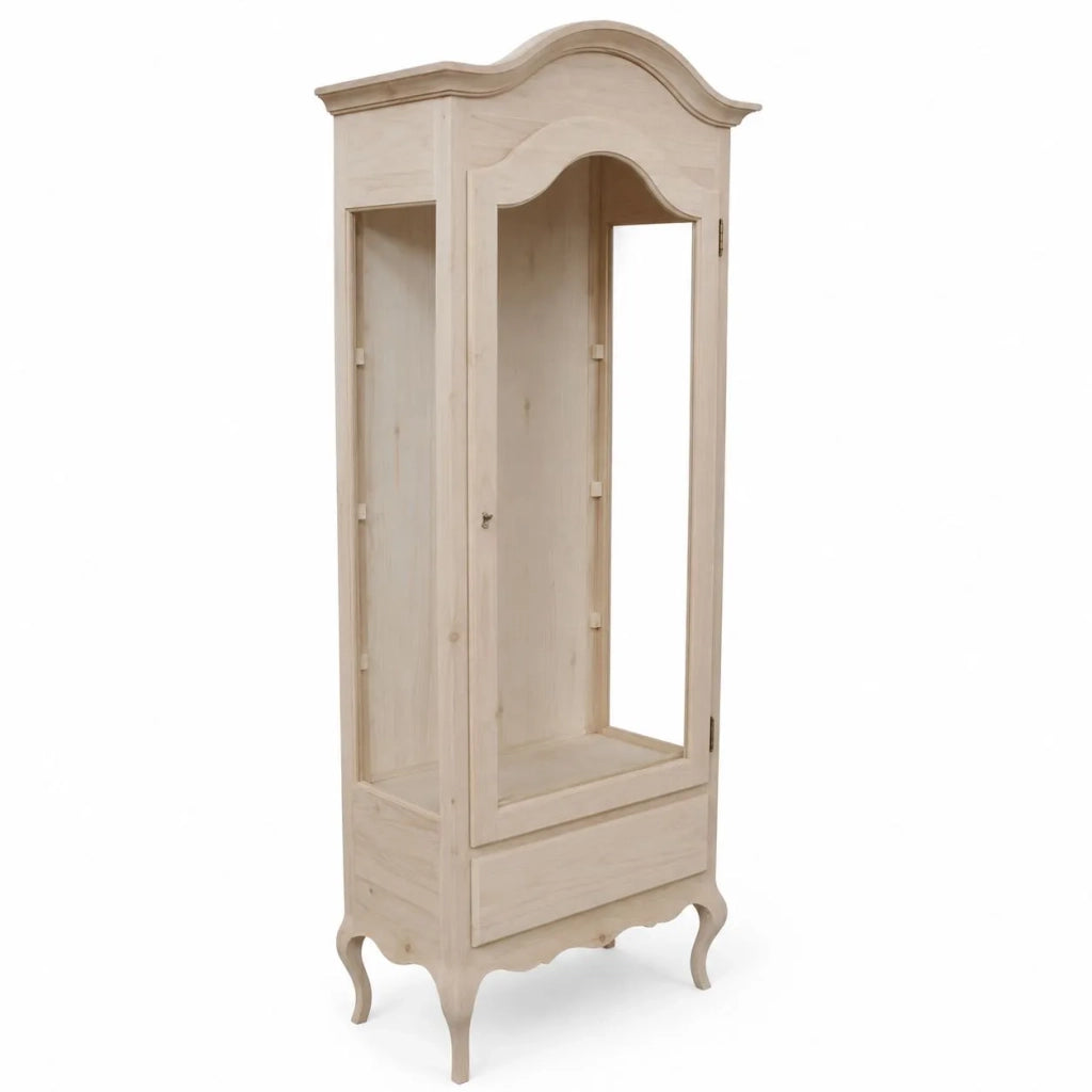 Vetrina classica 1 anta grezza in legno l.80 p.45 h.196 (102) - Mobili 2G