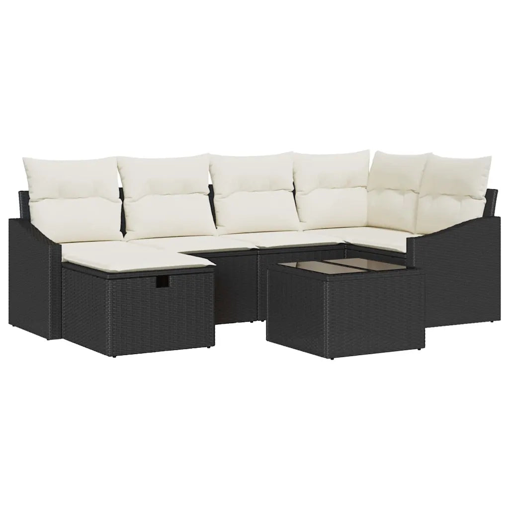 Set di divani con cuscino Nero e Crema polyrattan 3359286