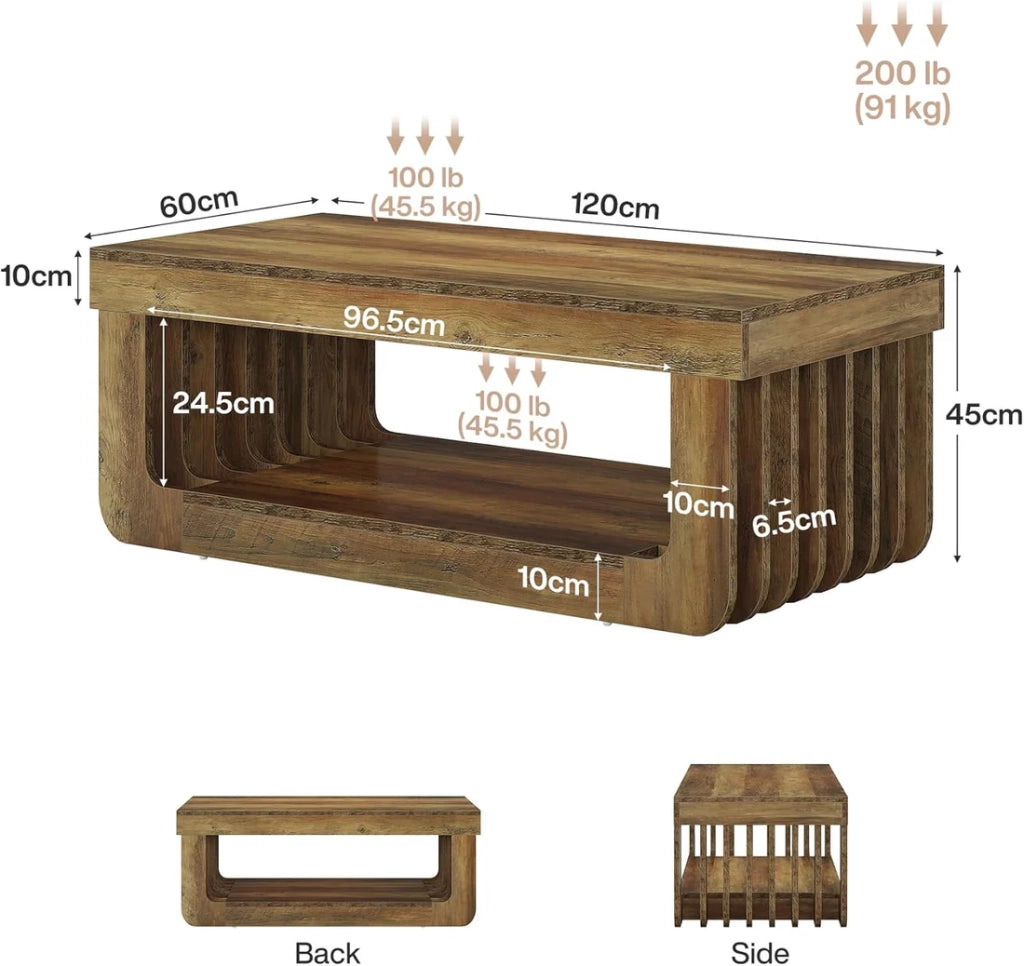 TAVOLINO DA CAFFÈ 120x60x45 cm in MDF Marrone, stile rustico