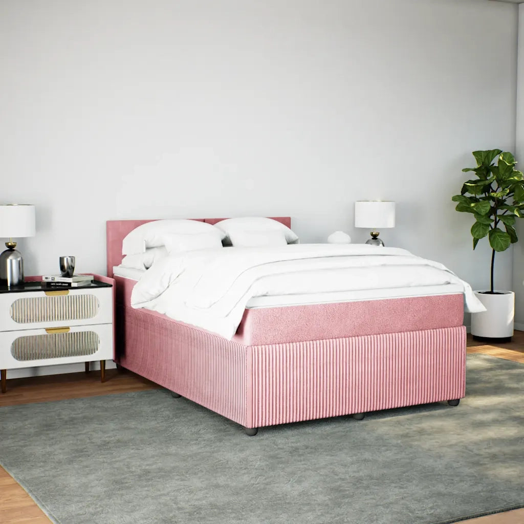 Giroletto a Molle con Materasso Rosa 140x200 cm in Velluto 3290057