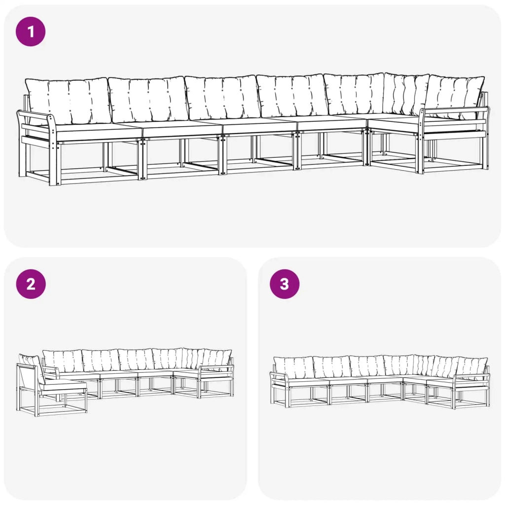 Set di divani da esterno 6 pcs Grigio Naturale e Chiaro 3369506