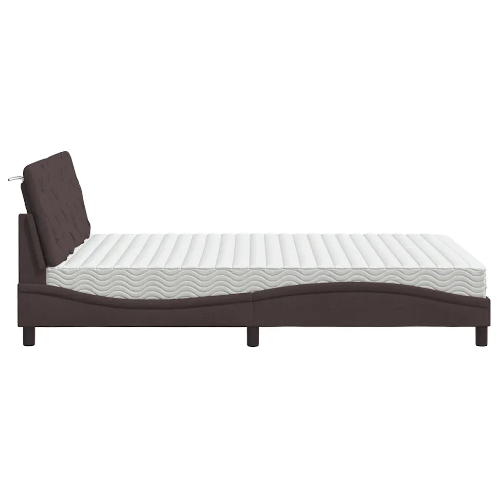 Letto con Materasso Marrone Scuro 120x200cm Tessuto 3310730