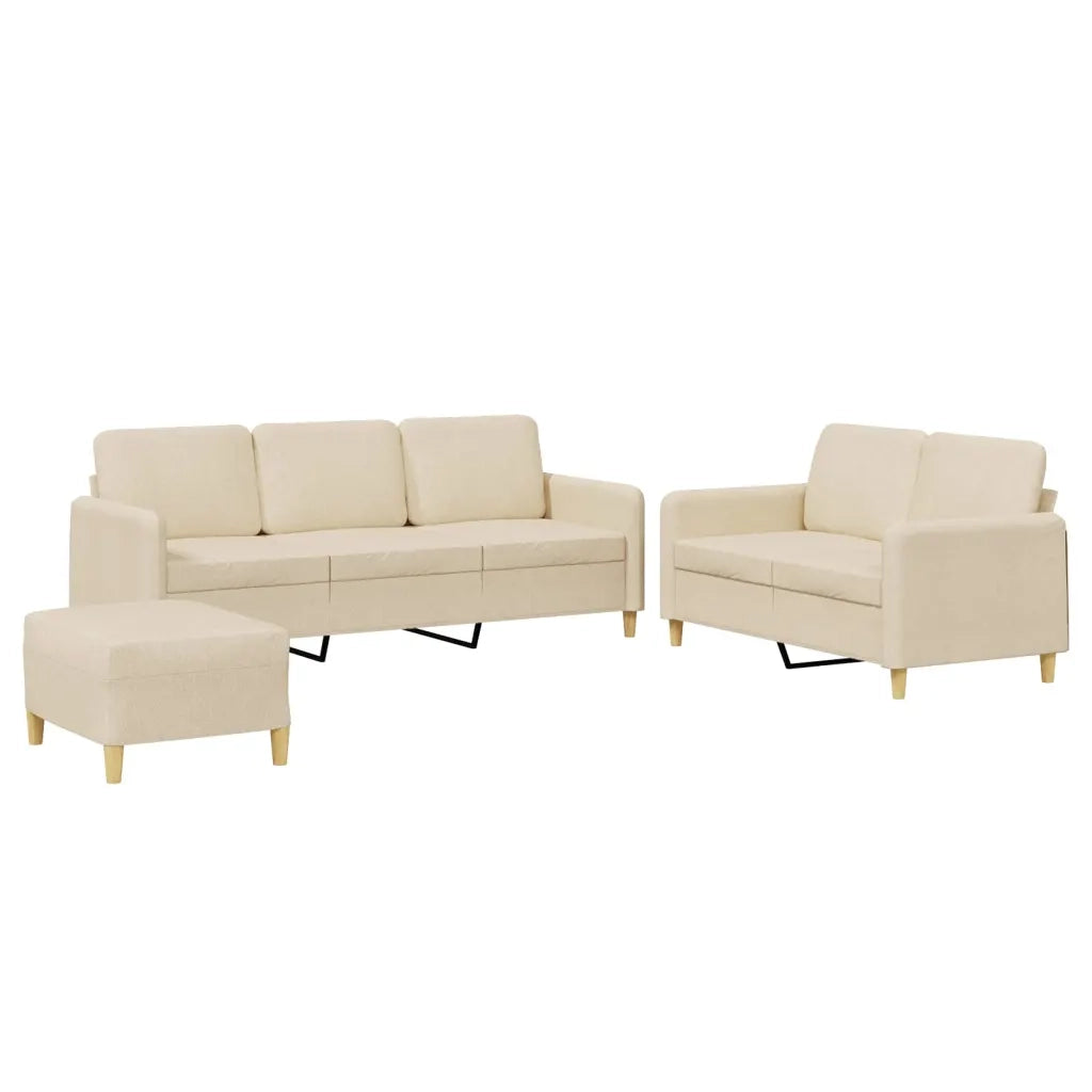 Set di Divani 3 pz con Cuscini Crema in Tessuto 3202128