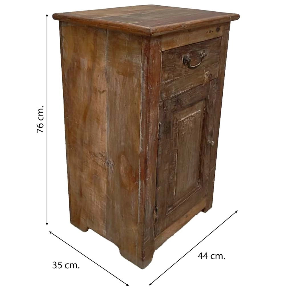 Comodino in legno fatto a mano44x35x76h cm
