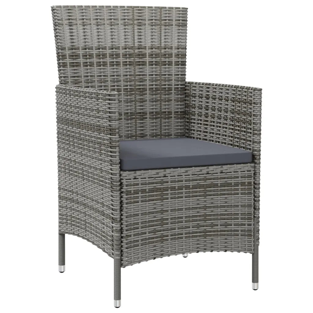 Set da Pranzo per Esterni 7 pz con Cuscini in Polyrattan Grigio 3094891