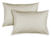 Coppia Federe Letto A Sacco Con Patella In Cotone Percalle Tinta Unita - Federe - Beige