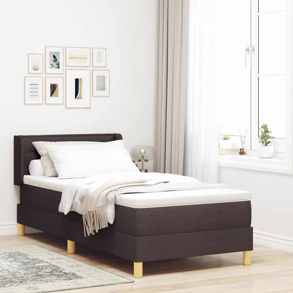 Letto a molle con materasso Marrone Scuro 200 x 80 cm Tessuto 3341198