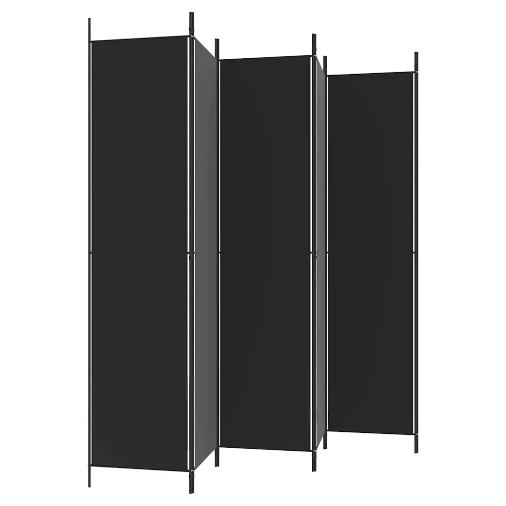 Divisorio Ambienti | Divider per stanze | Paravento a 6 Pannelli Nero 300x220 cm in Tessuto
