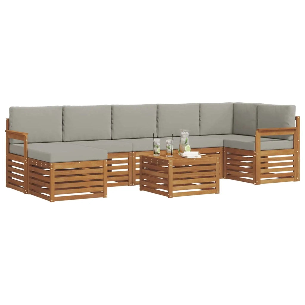 Set divano sezionale con cuscino 8 pcs Grigio Naturale e Chiaro 3375196