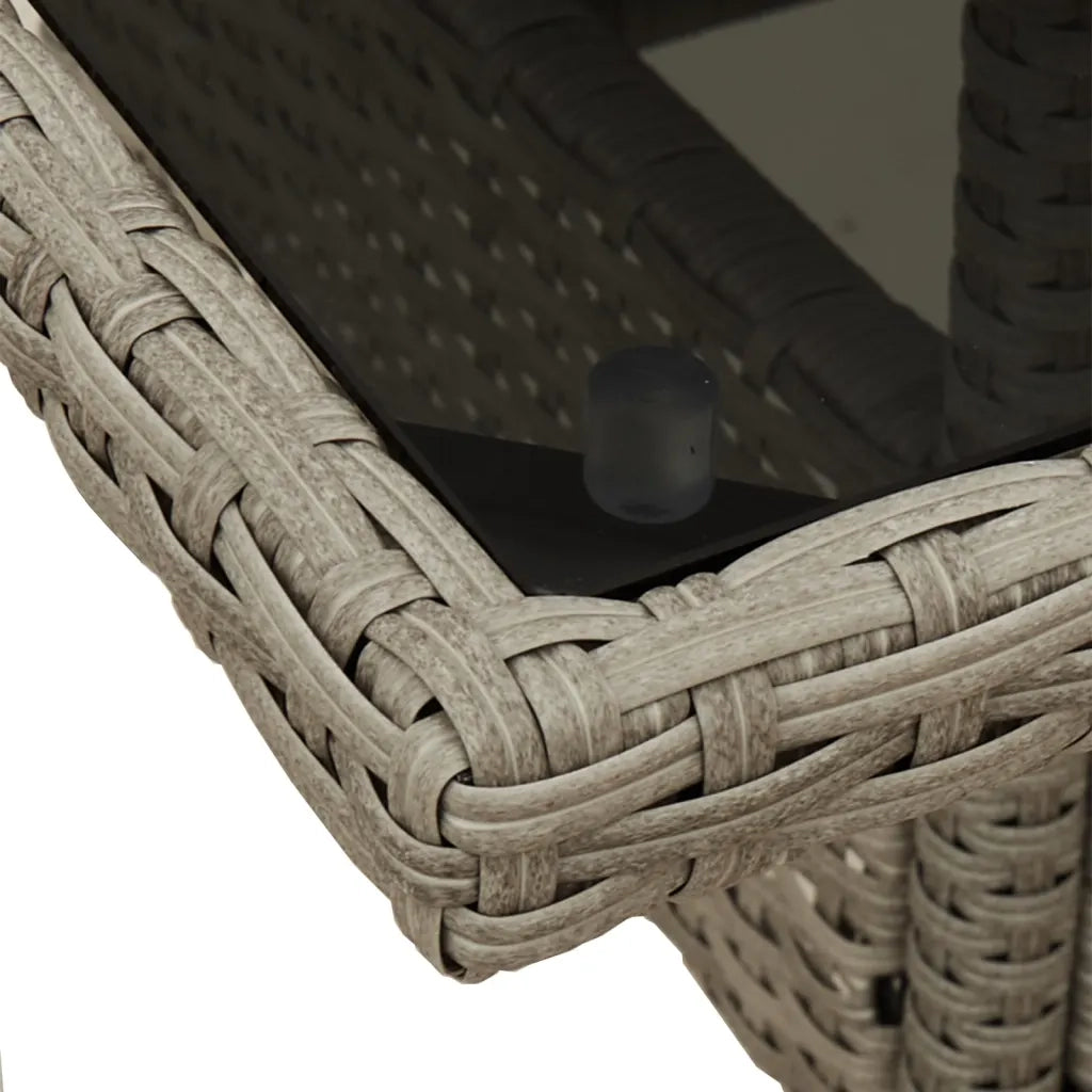 Set Pranzo da Giardino 3pz con Cuscini Polyrattan e Vetro