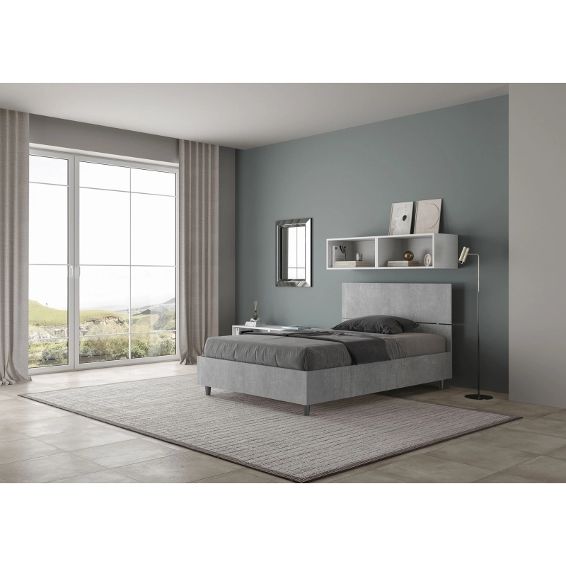 Letto 1 piazza e mezza 120x200 cm testata dritta Demas - Senza rete,Grigio