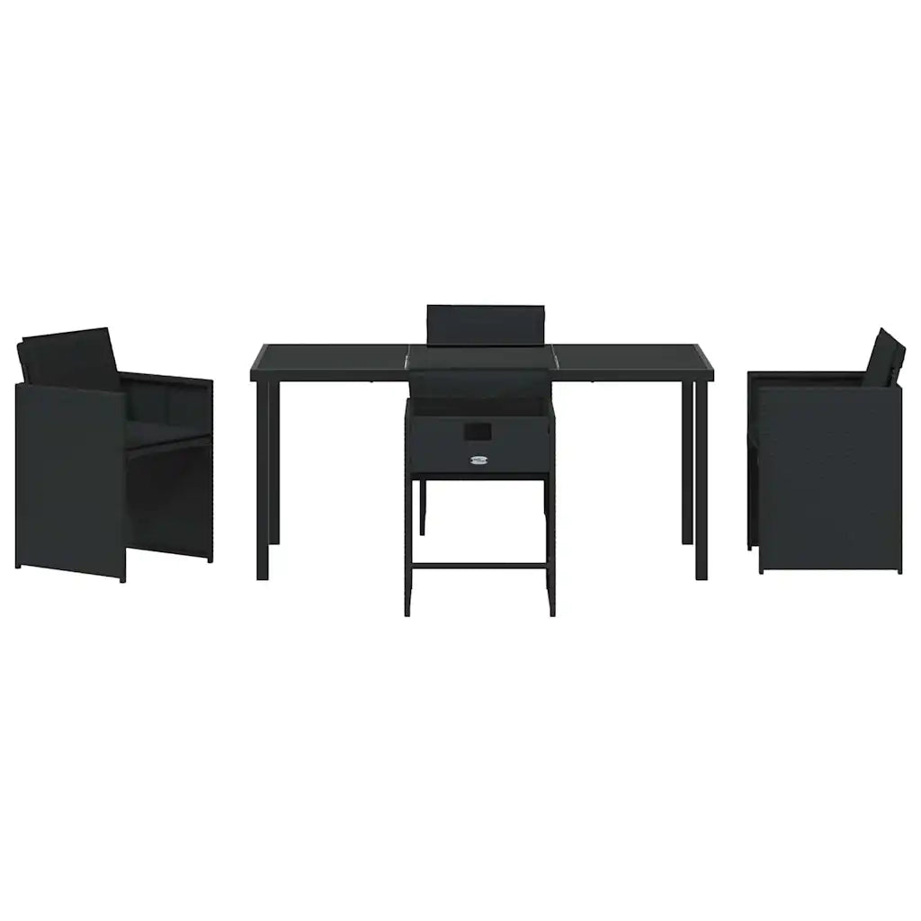 Set da Pranzo per Giardino con cuscino 5 pz | Set Salotto da Giardino Nero polyrattan