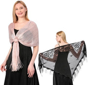 Accessorio elegante per abito da sposa - 2 pezzi - sciarpa con bordi - accessorio per abito da sposa - sciarpa da sera - materiale morbido polyester - sciarpa.