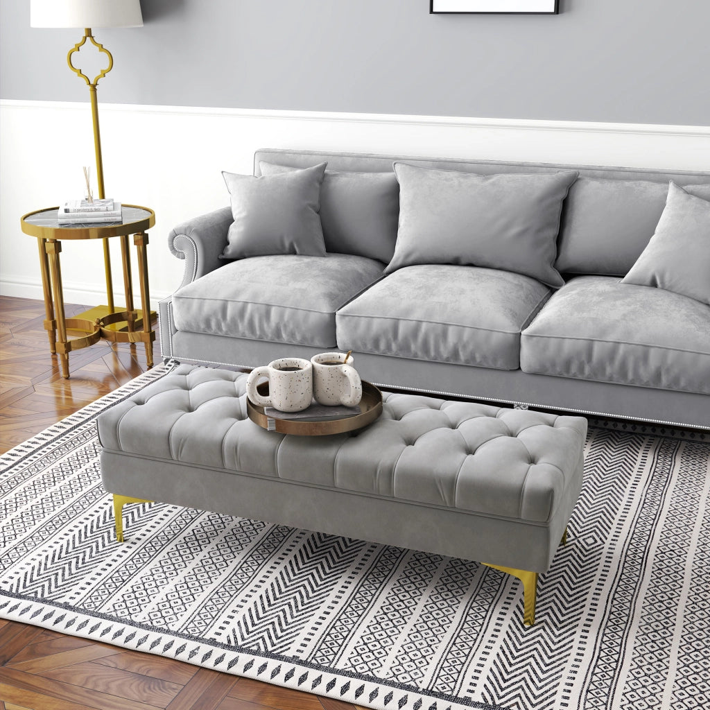 Letto contenitore imbottito in velluto ¨C Minimal ¨C grigio chiaro
