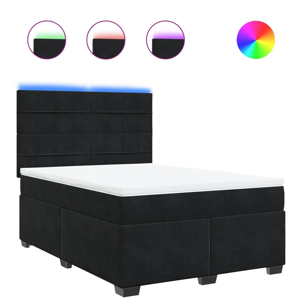 Giroletto a Molle con Materasso Nero 140x190 cm in Velluto