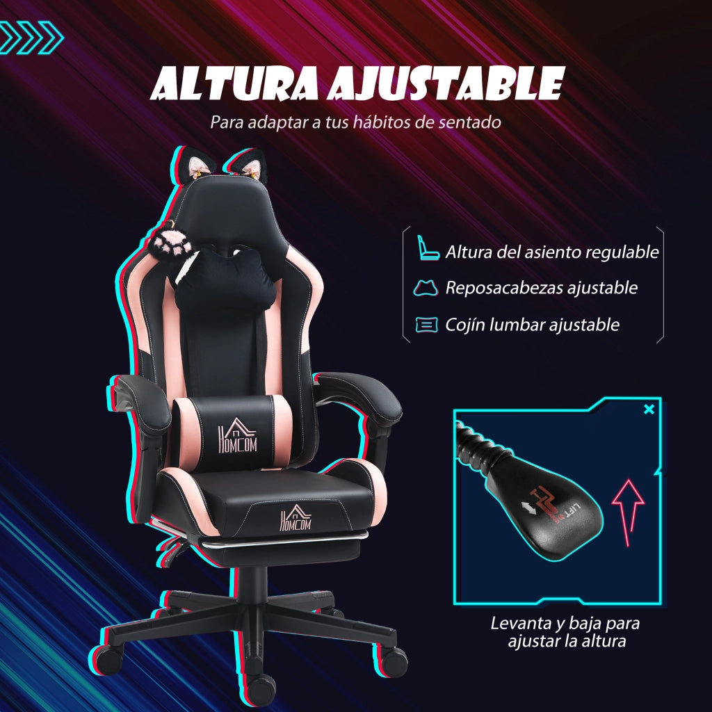 Sedia da Ufficio Gaming Reclinabile ¨C Xylo ¨C Nero con Poggiapiedi Retrattile e Supporto Lombare